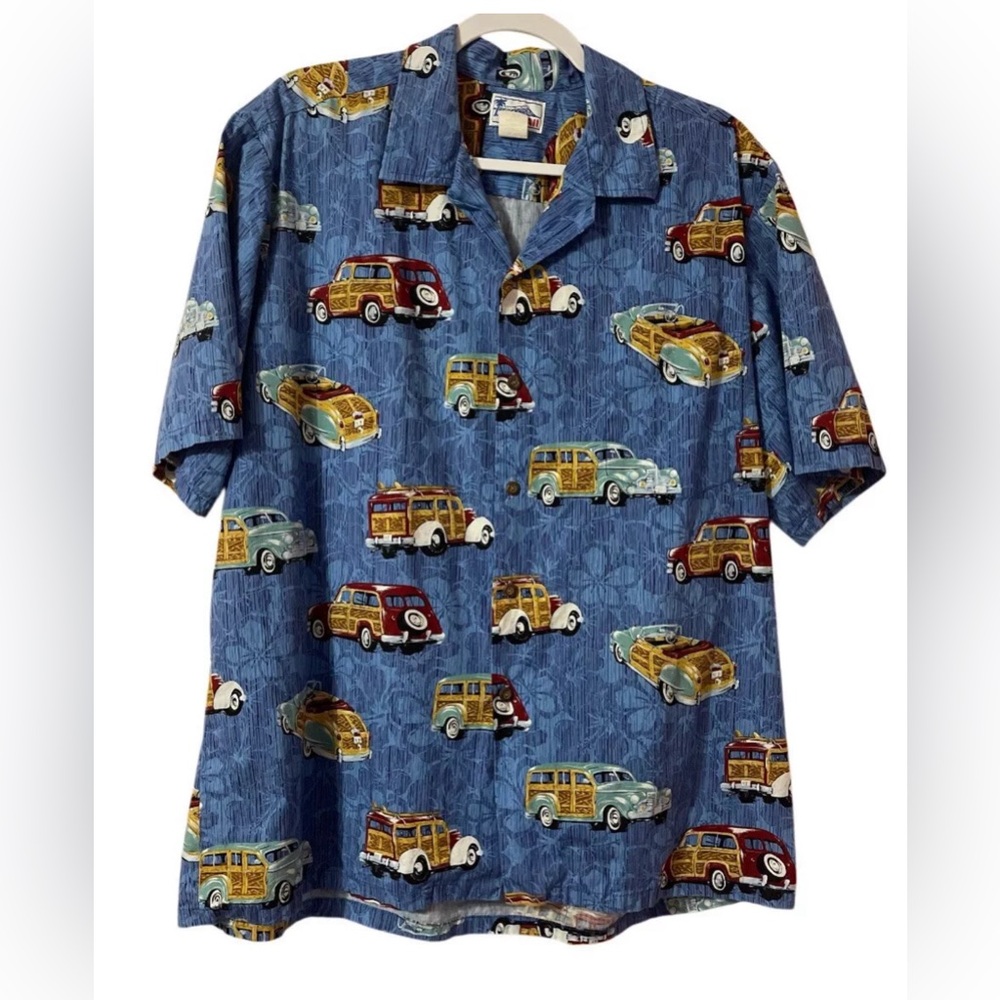Vintage Hawaii Mens Novelty Button Up Shirt Size X Large Surf Wagon Summer Vacay